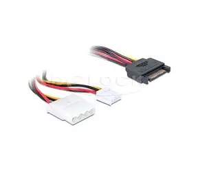 Delock napájecí adaptér SATA samec 15 pin > 4 pin Molex + 3.5 floppy