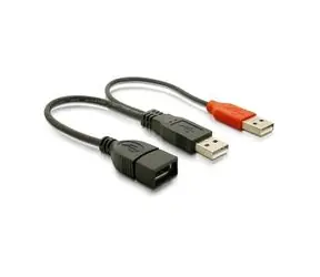 Napájecí kabel USB A samice z 2xUSB A samec. délka 22.5 cm