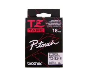 Brother - TZ-S241, bílá / černá (18mm, extr.adhezivní)