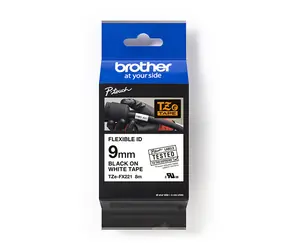 Brother TZE-FX221 bílá/černá 9 mm s flexibilní páskou
