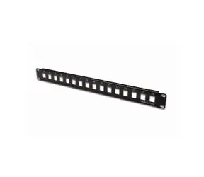DIGITUS Blank Patch Panel, 16 port, nestíněný, 1U, černý
