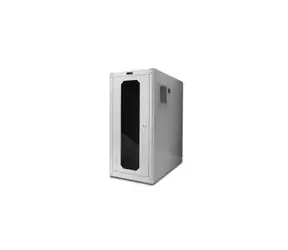 Digitus Computer case with levelling feet, 670x300x650 mm, lockable metal front door w glass, fan color grey (RAL 7035)