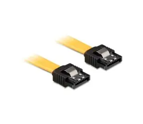 Kabel SATA III 20 cm, přímý/přímý, žlutý, kovová západka