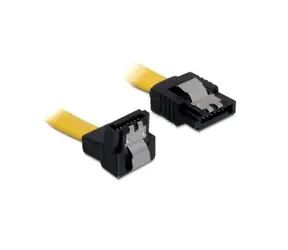 Kabel SATA III 70 cm, přímý/dolů, žlutý, kovová západka