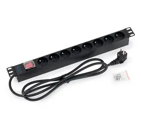 Triton 19"  rozvodný panel 1U 8x230V ČSN vypínač,černý,2m