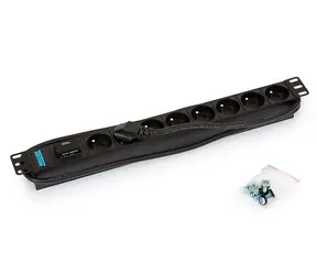 Triton 19" rozvodný panel, 8xCZ zásuvka, bleskojistka, 3x1.5mm, 2m kabel CZ-DE, RAL9005
