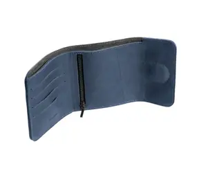FIXED Classic Wallet AirTag Kožená peněženka z pravé hovězí kůže modrá