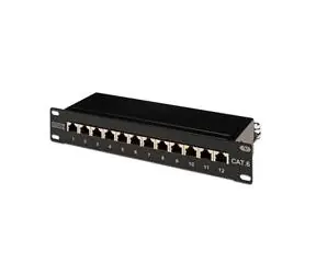 DIGITUS Patch panel,CAT6,10",12xSTP RJ45,černá