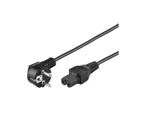 PremiumCord Kabel síťový 230V k počítači 2m  IEC 320 C15 konektor s drážkou