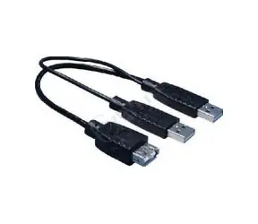 PremiumCord USB 2.0 napájecí Y kabel A/M -- A/M + A/F 0.5m + 0.4m