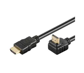 PremiumCord HDMI High Speed + Ethernet kabel, zlacený zahnutý konektor 90° 3m