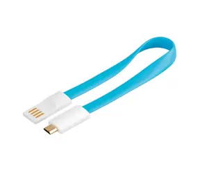 PremiumCord Kabel micro USB, A-B 0,2m magnetický, barva modrá