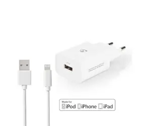 Nedis WCHAL242AWT Síťový adaptér 1x USB-A + datový kabel USB - Lightning 1 m bílá 