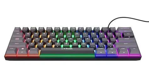 Trust Gaming GXT 867 Acira černá / Herní klávesnice / mechanická / RGB / 60% / US / USB-C