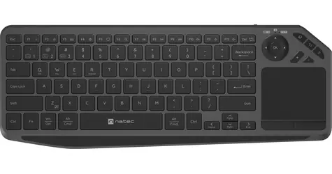 Natec Turbot 2 černá / Bezdrátová klávesnice pro Smart TV / touchpad / 90 kláves / USB + Bluetooth / US
