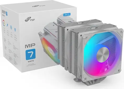 FSP MP7-WA Dual bílá / Chladič CPU / 2× 120 mm / 1800 rpm / PWM / ARGB / pro Intel & AMD
