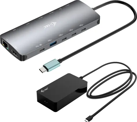 i-tec USB-C Metal Nano 3x Display Dock + nabíječka 140W / Dokovací stanice / 2x HDMI / 1x USB-C video / PD 140W / LAN