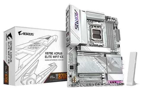GIGABYTE X870E AORUS ELITE WIFI7 ICE / AMD X870E / DDR5 / M.2 PCIe 5.0 / Wi-Fi 7 / 2.5G LAN / AM5 / ATX