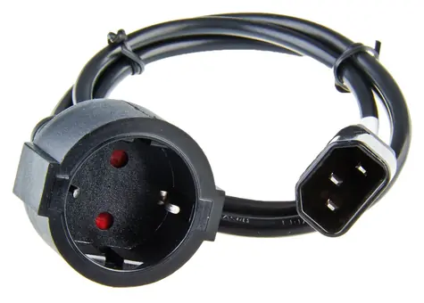 AVACOM kabel IEC320 C14 na Schuko CEE7 černý / Napájecí kabel / 3×0,75 mm2 / 1 m