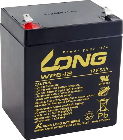 Long 12V 5Ah F1 (WP5-12) / Olověný akumulátor / AGM / VRLA