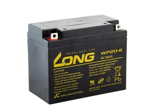 Long WP20-6 / Olověný akumulátor / 6V / 20Ah / AGM / F3