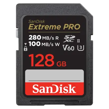 SanDisk Extreme PRO SDXC 128GB / Paměťová karta / Class 10 / UHS-II U3 / V60 / čtení: 280 MB/s / zápis: 100 MB/s