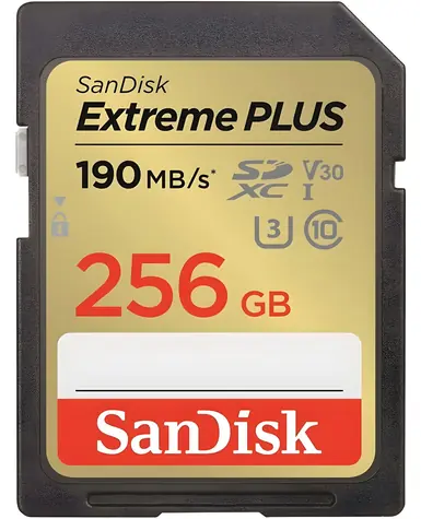 SanDisk Extreme PLUS SDXC 256GB / Paměťová karta / Class 10 / UHS-I U3 / čtení: 190 MB/s / zápis: 130 MB/s