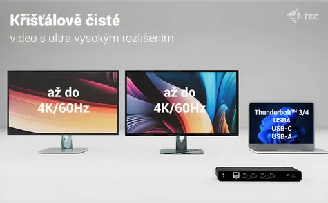 i-tec Universal Dual 4K CADUA4KDOCKPDB100 / Dokovací stanice + nabíječka 100W / 2x HDMI / 2x DisplayPort / 4K 60Hz