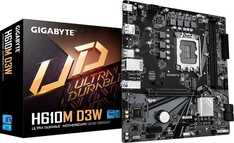 Gigabyte H610M D3W / H610M / LGA 1700 / 2x DDR5 / 4x SATA III / 1x M.2 / 1x GLAN / mATX