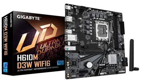 Gigabyte H610M D3W WIFI6 / Základní deska / LGA 1700 / 2x DDR5 / 1x PCIEx16 / 1GLAN / Wi-Fi 6 / mATX