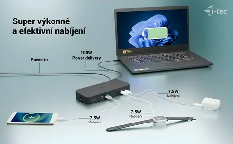 i-tec USB-C Intelligent Triple Display / Dokovací stanice / 2x DisplayPort / HDMI / 2x USB-C / 4x USB-A / LAN 2,5 Gbps