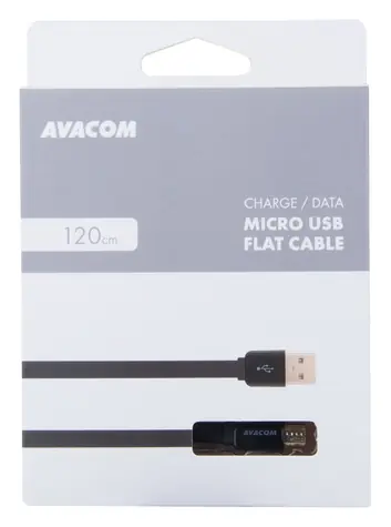 AVACOM MIC-120K černá / Kabel USB - Micro USB / plochý / 120cm