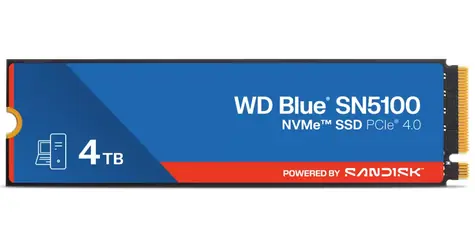 WD Blue SN5100 4TB / M.2 SSD 2280 NVMe / PCIe Gen4 x4 / čtení: 6900 MBps / zápis: 6700 MBps / 5y