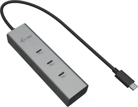 i-tec USB-C Charging Metal Hub stříbrná / USB-C hub / 5 portů USB-C / video 8K / Power Delivery 85 W