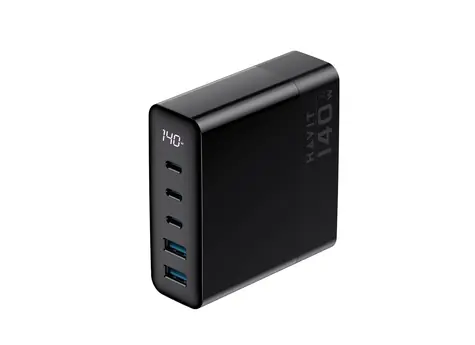 Havit UCLE004 černá / Cestovní nabíječka / GaN / 140 W / 5 portů / EU