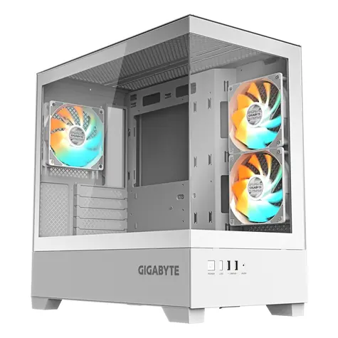 GIGABYTE C201 PANORAMIC ICE bílá / Midi tower / Micro ATX / 2x USB 3.0 / 3x 120mm ARGB / bez zdroje / průhledná bočnice