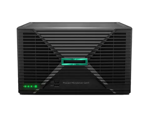 HPE ProLiant MicroServer Gen11 / Server / Intel Pentium G7400 3,7 GHz / 16 GB DDR5 ECC / 1 TB SATA / 4x 1Gb LAN