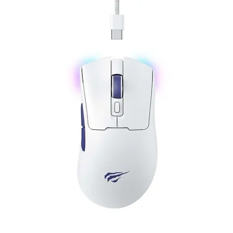 Havit MS966WB bílá / Herní myš / bezdrátová / optická / 7 tlačítek / USB-C