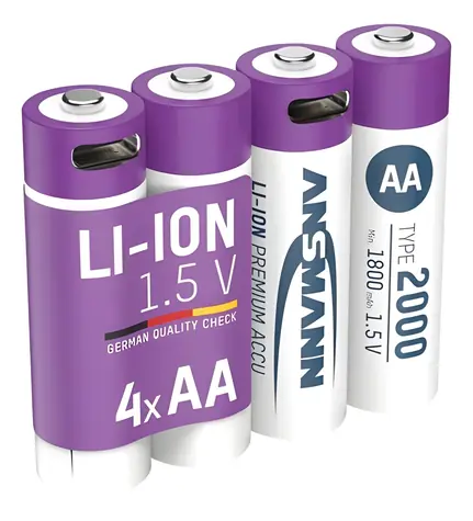 Ansmann 1312-0036 / Akumulátor / Li-Ion / AA / 1,5 V / 2 000 mAh / USB-C / 4 ks
