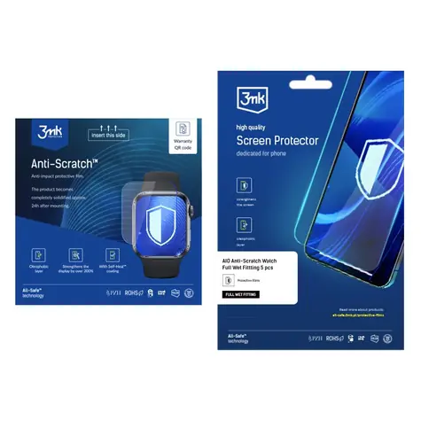 3mk All-Safe AIO / Ochranná fólie pro chytré hodinky / Anti-Scratch / Wet Fitting / 5 ks