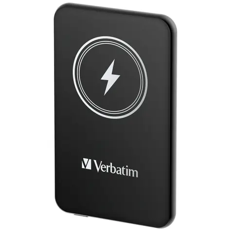 Verbatim Charge 'n' Go černá / Magnetická bezdrátová powerbanka / 5000 mAh / USB-C / MagSafe / 15–20 W