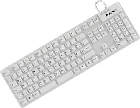 Keysonic KSK-8030 IN bílá / Průmyslová klávesnice / USB / IP68 / 105 kláves / DE