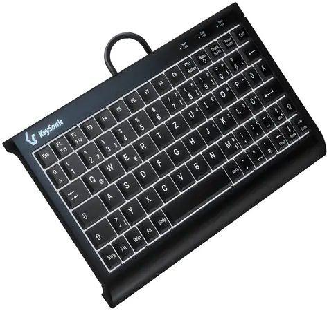 Keysonic KSK-3011ELC černá / Mini klávesnice / USB / QWERTZ DE / Integrovaný numpad / Podsvícení LED