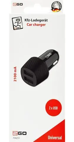 2GO černá / Autonabíječka / 2x USB-A / 12 W / 2 A