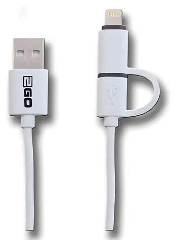 2GO 2v1 bílá / Datový a nabíjecí kabel / USB-A na Micro-USB + Lightning / 1 m