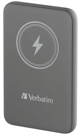 Verbatim Charge 'n' Go šedá / Magnetická bezdrátová powerbanka / 10000 mAh / USB-C / MagSafe / 15-20W