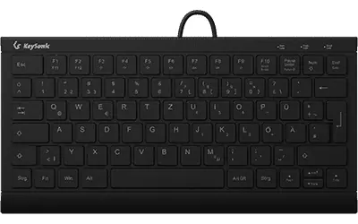 Keysonic KSK-5011ELC černá / Mini klávesnice / DE QWERTZ / USB / bílé podsvícení / zdvih 1,5 mm