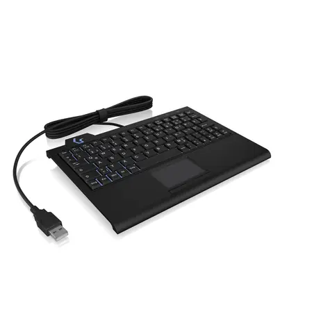 Keysonic KSK-3210ELU (UK) černá / Klávesnice / Super-Mini / Touchpad / Podsvícení / USB