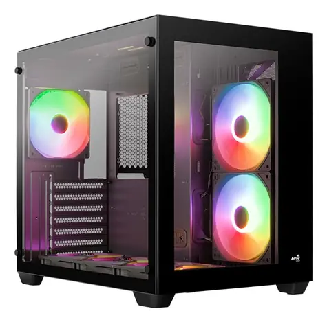 Aerocool Dryft ARGB černá / PC skříň / Midi Tower / ATX / micro-ATX / mini-ITX / 2x USB 3.0 / 1x USB-C / bez zdroje