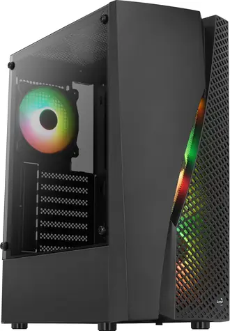 Aerocool Wave V3 černá / PC skříň / Midi Tower / ATX / mATX / Mini-ITX / 4x 120 mm RGB / průhledná bočnice / bez zdroje